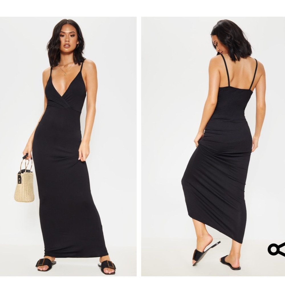 Prettylittlething black maxi dress